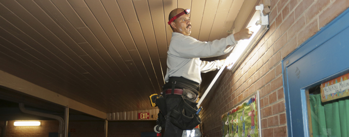 Installing LED Bulbs at a School