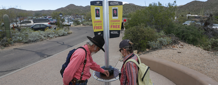 A solar powered phone charger at the Arizona Sonoran Desert Museum